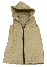 Béžová šusťáková lehce zateplená vesta s kapucí Shein