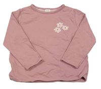 Růžová lehká mikina s kvítky 