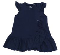 Tmavomodrá tunika s madeirovým volánkem Topomini