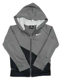 Šedo-černá sportovní propínací mikina s logem a kapucí Nike