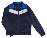 Tmavomodro-bílo-modrá sportovní propínací mikina s logem Slazenger