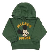 Tmavozelená mikina s Mickeym a kapucí Primark