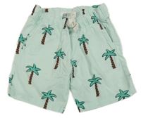 Mintové plátěné kraťasy s palmami H&M