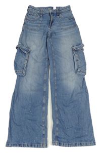 Modré wide leg rifle s kapsami H&M