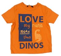 Oranžové tričko s nápisem a dinosaurem George
