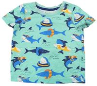 Tyrkysové tričko se žraloky Tu