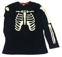 Černé triko s kostrou Zeeman