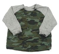 Šedo-khaki army triko se šedými rukávy Matalan