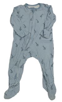 Modro-bílý kostkovaný overal s žirafami George