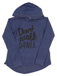 Tmavomodrá pletená mikina s nápisem a kapucí H&M