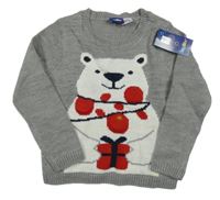 Nové - Šedý svetr s medvídkem Lupilu