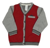 Šedo-červený propínací svetr C&A