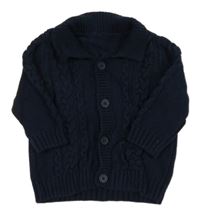 Tmavomodrý vzorovaný propínací svetr Matalan