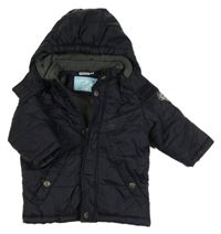 Tmavomodrá šusťáková zimní bunda s kapucí Papagino