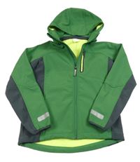 Zeleno-antracitová softshellová bunda s kapucí H&M