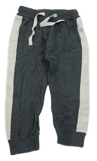 Tmavošedo-smetanové pletené tepláky s pruhy Next