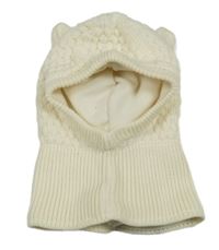 Smetanová pletená zateplená kukla s oušky H&M