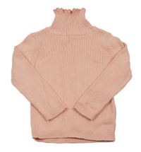 Růžový žebrovaný svetrový rolák Matalan