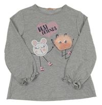 Šedá mikina s příšerkami a nápisy