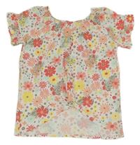 Bílo-růžovo-žluto-zelené květované tričko Kids