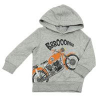 Šedá mikina s motorkou a kapucí C&A