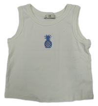Bílo-modrý žebrovaný crop top s ananasem C&A