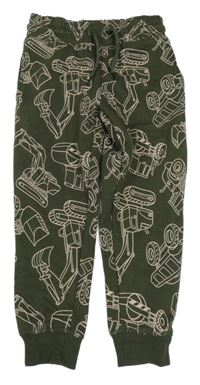Khaki-růžové tepláky s bagry Primark