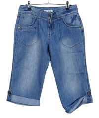 Dámské modré capri rolovací rifle Denim 