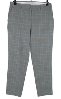 Dámské černo-světlemodro-bílé kostkované kalhoty Dorothy Perkins 