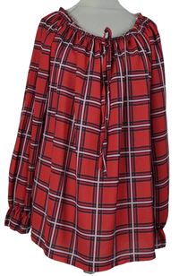 Dámská tmaavorůžovo-tmavošedá kostkovaná halenka s lodičkovým výstřihem Via Cortessa