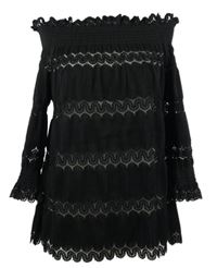 Dámská černá krajková halenka s lodičkovým výstřihem River Island