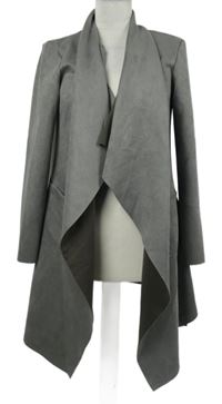 Dámský šedý semišový cardigán 