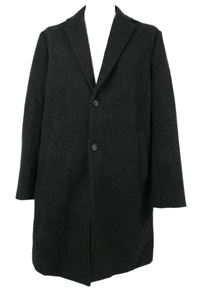 Pánský tmavošedý kostkovaný flaušový kabát Zara 