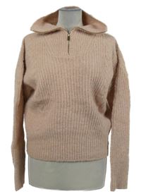 Dámský světlerůžový volný svetr se stojáčkem TU 