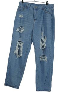 Dásmé světlemodré baggy rifle s dírami Shein 