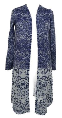 Dámský tmavomodro-bílý vzorovaný cardigán Together 