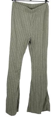 Dámské béžové žebrované zvonové kalhoty Shein 