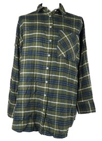 Pánská khaki-modrá kostkovaná flanelová košile Primark 