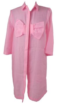 Dámská neonově růžová halenková tunika s mašlí 