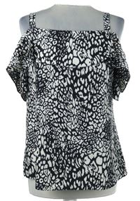 Nové - Dámská černo-bílá vzorovaná halenka s volnými rameny George 