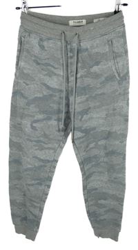 Pánské šedé army cuff tepláky Pull & Bear vel. 30
