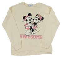 Smetanová mikina s Mickeym a Minnie Disney