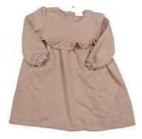 Světlerůžové teplákové šaty s krajkou zn. F&F