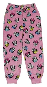 Růžové plyšové kalhoty s Minnie 