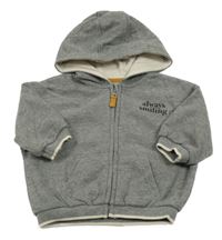 Šedá oversize propínací mikina s nápisem a kapucí George