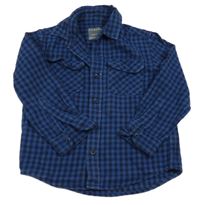 Tmavomodrá kostkovaná flanelová košile Primark