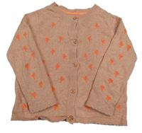 Růžový melírovaný propínací svetr s palmami M&S