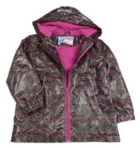 Černá květinová nepromokavá jarní bunda s kapucí Pocopiano