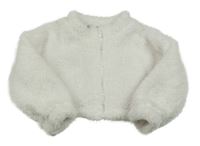 Bílá chlupatá crop propínací mikina Shein