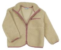 Béžovo-růžová huňatá bunda Primark